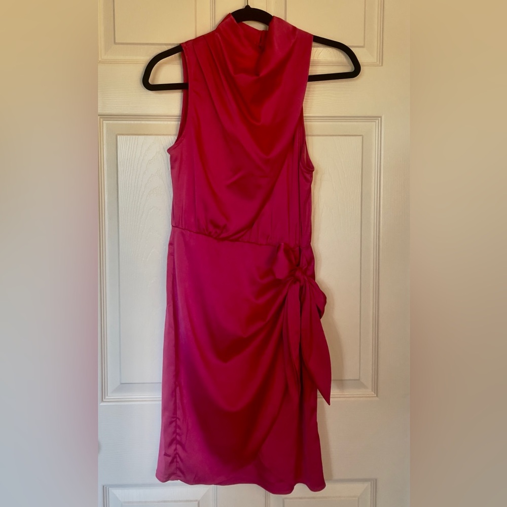 Satin Sleeveless Pink Mini Dress